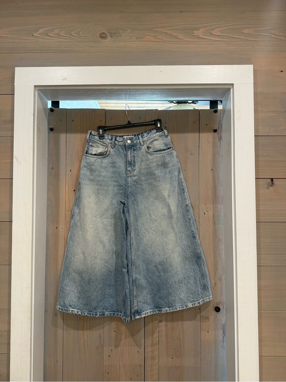 We The Free Light Blue Wide-Leg Denim Shorts